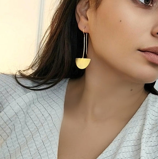 Semi Circle Gold Designer Geometric Earring (Gold & Beautiful)